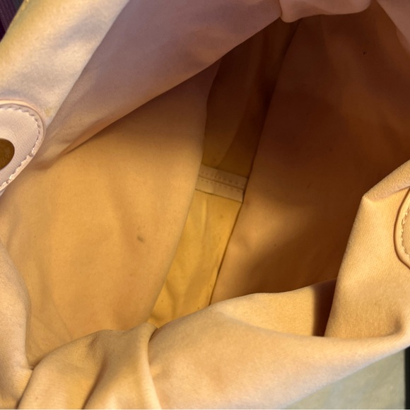 AH•DORNED Classic Vegan Leather Messenger Bag Pale Pink w/Striped Strap - Picture 7 of 10